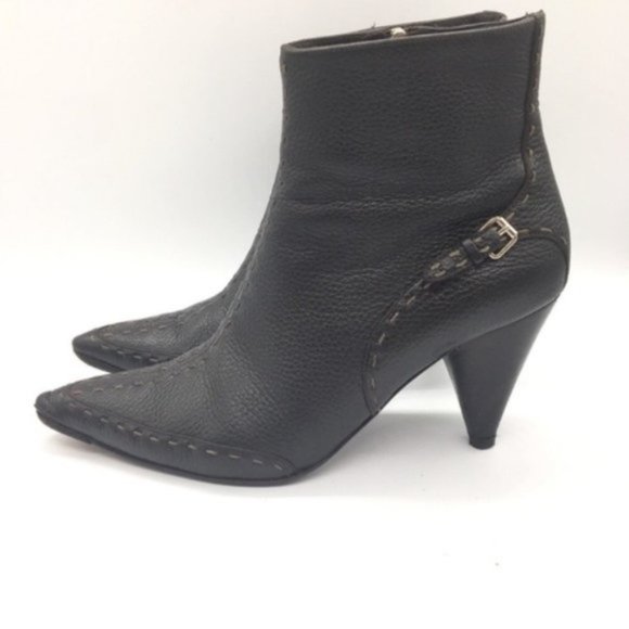 FENDI Booties Heeled Boots 38.5 Contrast Point Toe - Picture 3 of 8